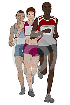 Group of marathon runners illustration