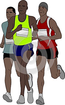 Group of marathon runners illustration