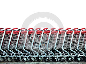 Group of market carts isolated on white - Shopping concept