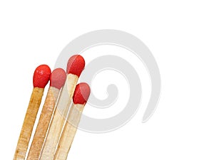 Group of matchstick closeup isolated