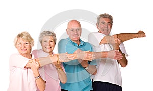 Group of mature people stretching photo