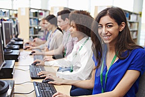 Group Of Mature Students Working At Computers