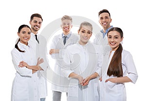 Group of medical doctors isolated. Unity concept