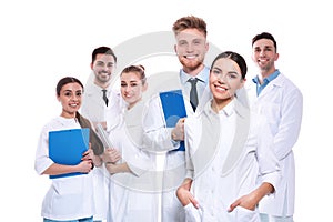 Group of medical doctors isolated. Unity concept