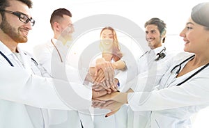Group of medical interns shows their unity