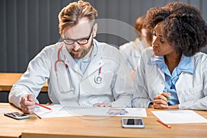 Group of medical students in the classroom