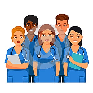 Group of medical students, nurses or interns