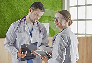 Group of medical workers portrait in hospital