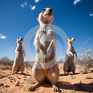 Alert Meerkats Stand Guard in Bright Light