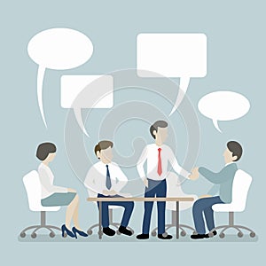 Group Meeting of Business People with Speech Bubble