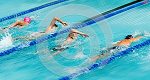 Group of men swimming