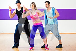 Dancer at Zumba fitness training in dance studio