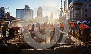 Group of Men Working on Construction Site