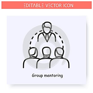 Group mentoring line icon. Editable illustration