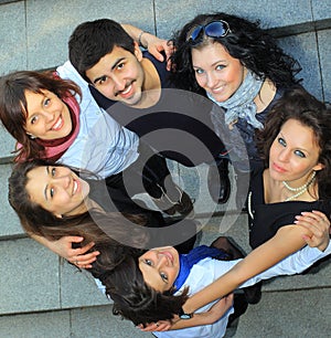 Group of merry american students