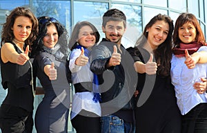 Group of merry student