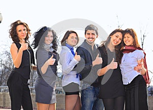 Group of merry students