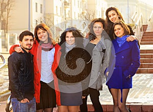 Group of merry students.