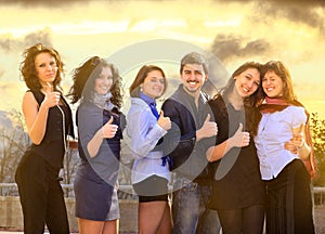 Group of merry students.