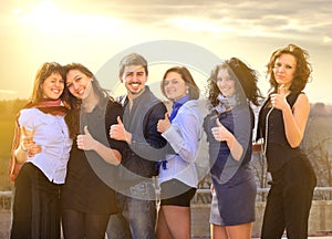 Group of merry students.