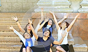 Group of merry students.