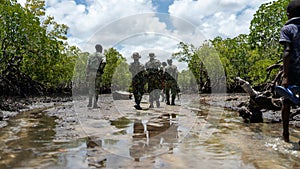 Group of military personnel in Mocimboa da Praia, located in the Cabo Delgado region photo