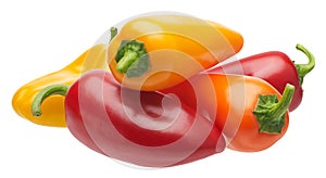 Group of mini sweet peppers isolated