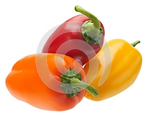 Group of mini sweet peppers isolated