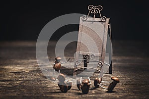 Group of miniature figures of coffee beans