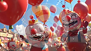 A group of mischievous cartoon characters have taken over the festival using their cherry balloons to play pranks on photo