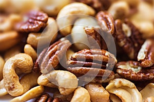 Group of mixed roasted nuts