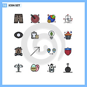 16 Creative Icons Modern Signs and Symbols of plan, foretelling, creativity, business, statistics photo