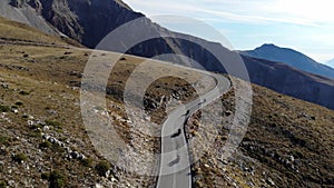 Group of motorcycles driving on mountains