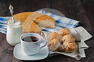 Group of muffins on table