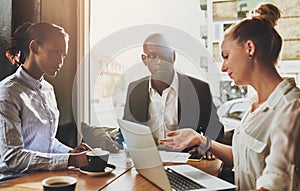 Group of multi ethnic business people at a meeting