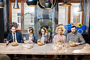 Business people during the dinner in the restaurant