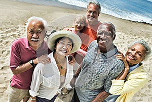 Group of multi ethnic Friends at the Beach