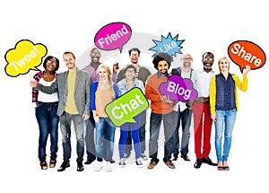 Group Of Multi-Ethnic People Holding Speech Bubbles