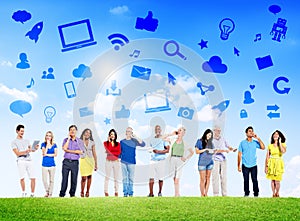 Group of Multi-Ethnic People Social Networking