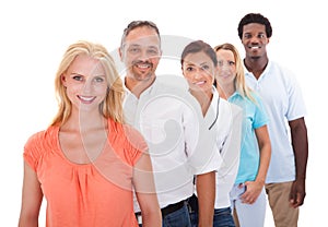 Group of multi-ethnic people standing in a row