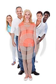 Group Of Multi-ethnic People Standing In A Row