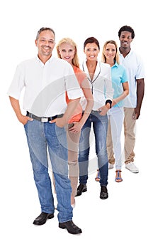 Group of multi-ethnic people standing in a row
