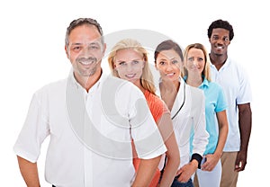 Group of multi-ethnic people standing in a row