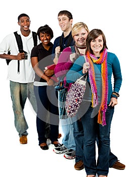 Group of multi-racial college students