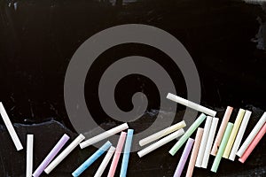 Group of multicolored chalk photo