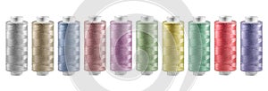 Group of multicoloured reel of thread