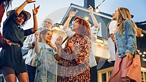 Group of Multicultural Diverse Friends and Relatives Having Fun and Dancing Together at a Garden