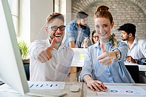 Group of multiethnic business people working at the office. Startup finance teamwork concept