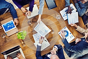 Group of Multiethnic Busy People Working in an Office photo