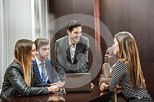 Group of multiethnic busy people working in an office